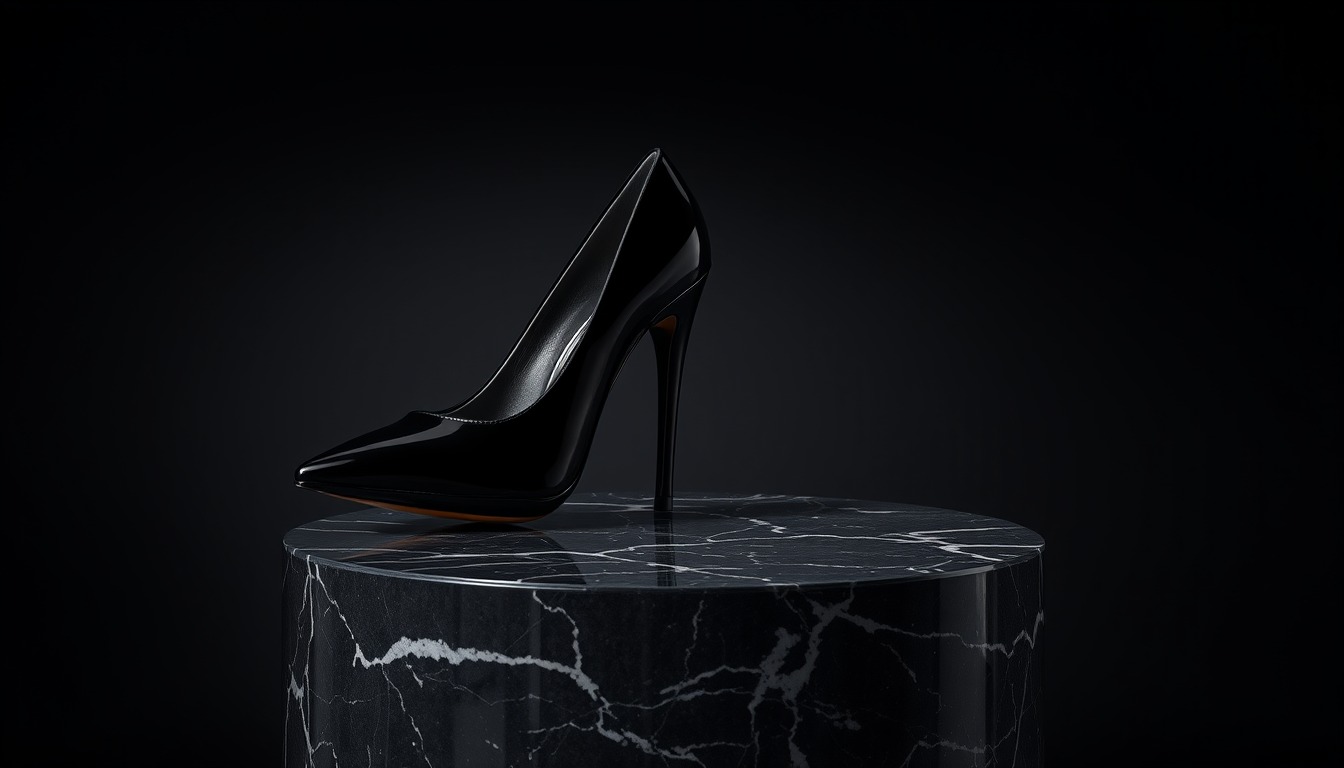 Sculptural High-Fashion Black Patent Stiletto Pumps Retifism