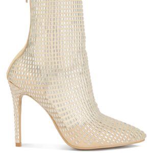 Fortunate Rhinestones Embellished Mesh Boots
