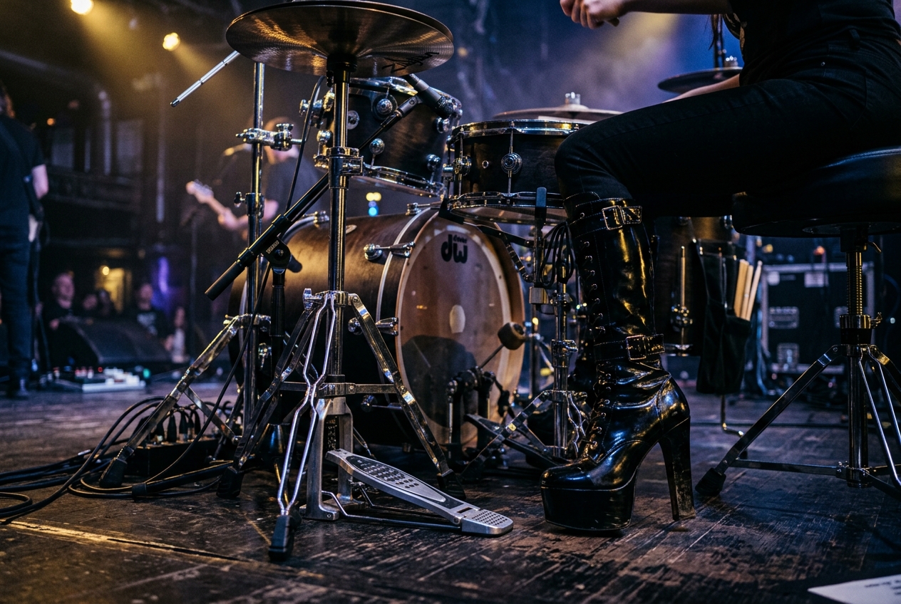 Platform Heels Playing Drums